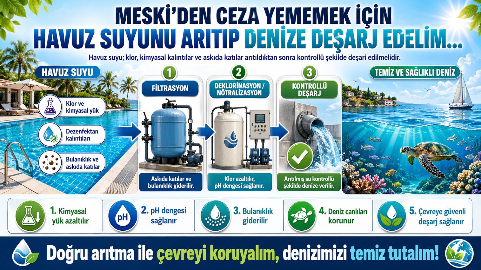 Meskiden Ceza Yememek için Havuz Suyunu Arıtıp Denize Deşarj Edelim